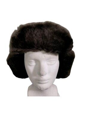 Vintage Gregory's Army Green & Brown Fur Trapper Faux Fur Ushanka Style Sz 7 1/4